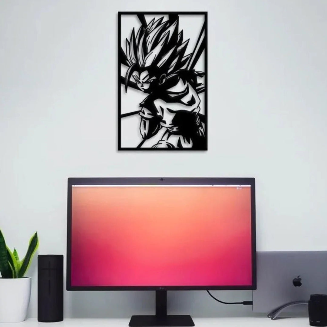 Super Saiyan Warrior Silhouette Goku Wall Art - Bold Dragon Anime-Inspired Ball Z Decor for Fans | Home Décor | Waseeh Pakistan