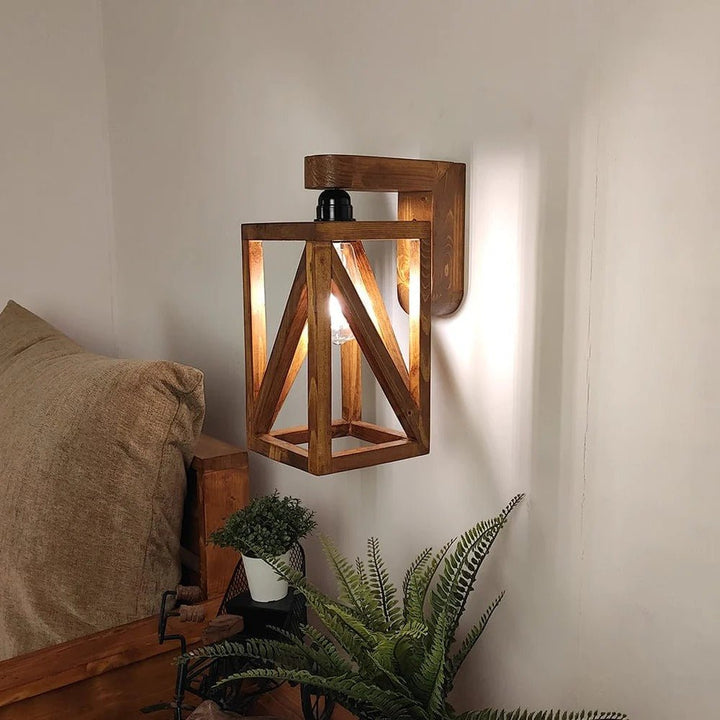 Surate Brown Wooden Living Lounge Bedroom Wall Lamp Light | Home Décor | Waseeh Pakistan