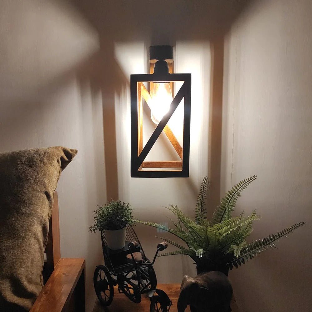 Surate Brown Wooden Living Lounge Bedroom Wall Lamp Light | Home Décor | Waseeh Pakistan