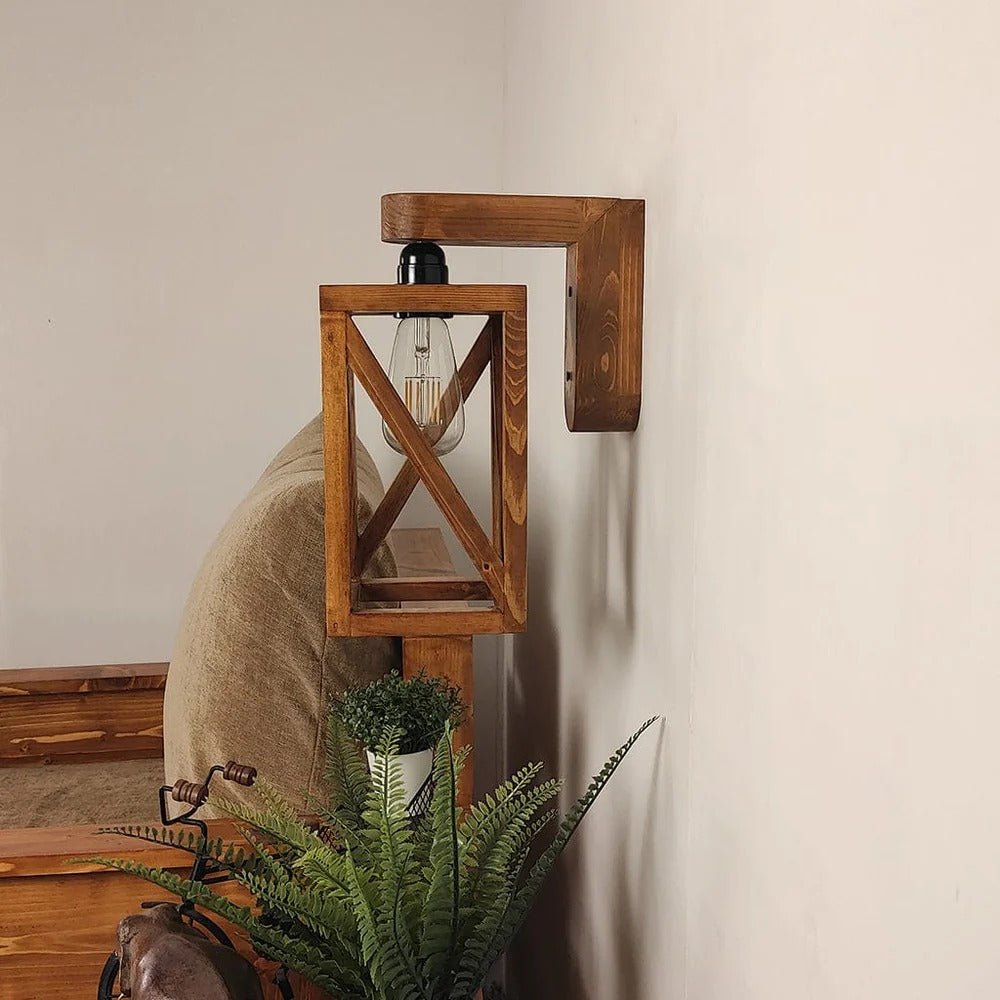 Surate Brown Wooden Living Lounge Bedroom Wall Lamp Light | Home Décor | Waseeh Pakistan