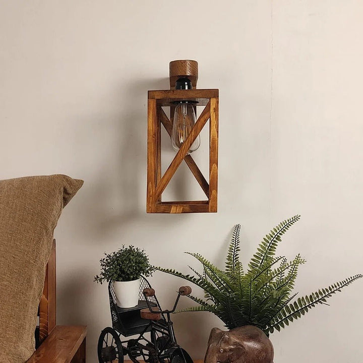 Surate Brown Wooden Living Lounge Bedroom Wall Lamp Light | Home Décor | Waseeh Pakistan