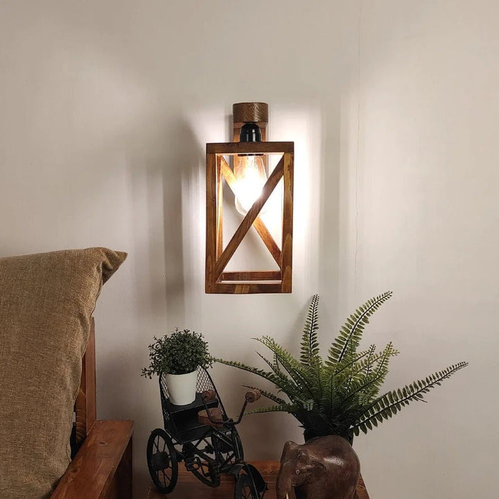 Surate Brown Wooden Living Lounge Bedroom Wall Lamp Light | Home Décor | Waseeh Pakistan