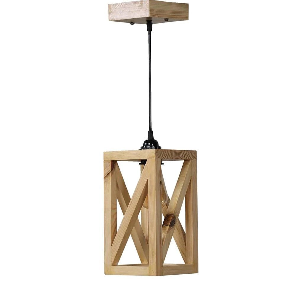 Symmetric Beige Wooden Single Hanging Lamp | Not Sale FB | Waseeh Pakistan
