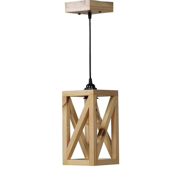 Symmetric Beige Wooden Single Hanging Lamp | Not Sale FB | Waseeh Pakistan