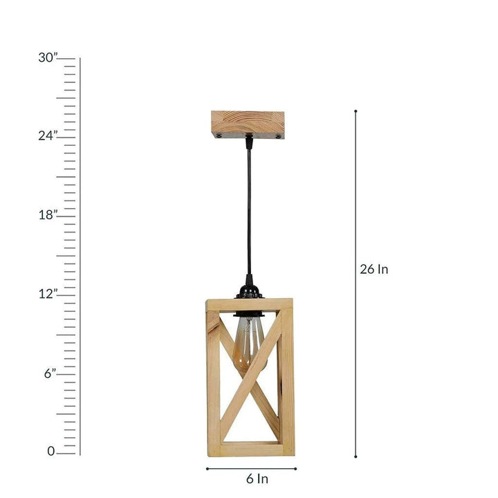 Symmetric Beige Wooden Single Hanging Lamp | Not Sale FB | Waseeh Pakistan