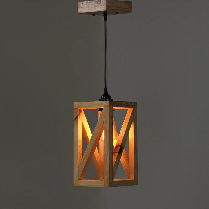 Symmetric Beige Wooden Single Hanging Lamp | Not Sale FB | Waseeh Pakistan