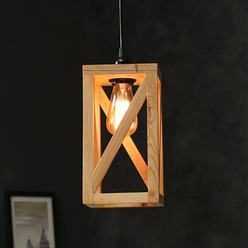 Symmetric Beige Wooden Single Hanging Lamp | Not Sale FB | Waseeh Pakistan