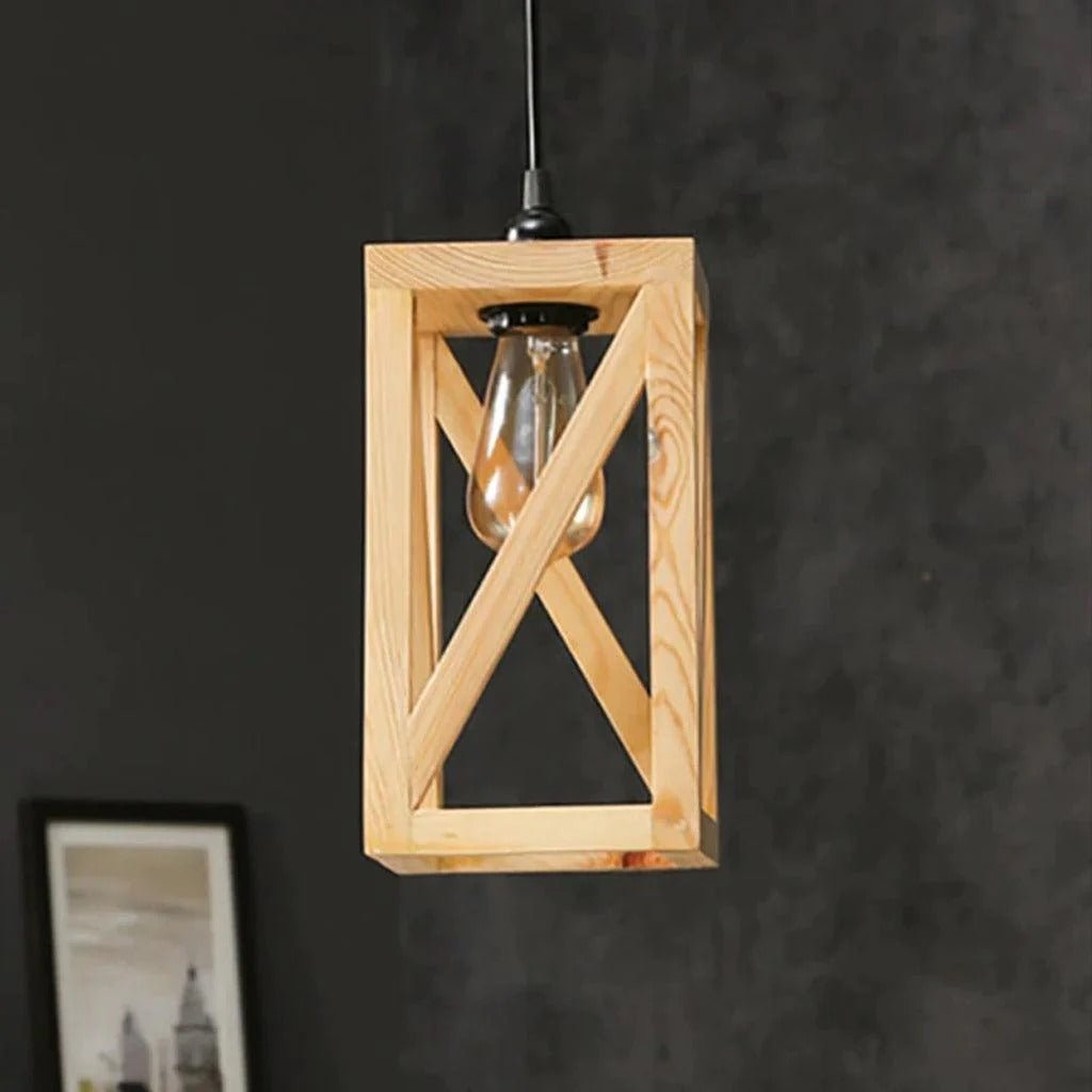 Symmetric Beige Wooden Single Hanging Lamp | Not Sale FB | Waseeh Pakistan