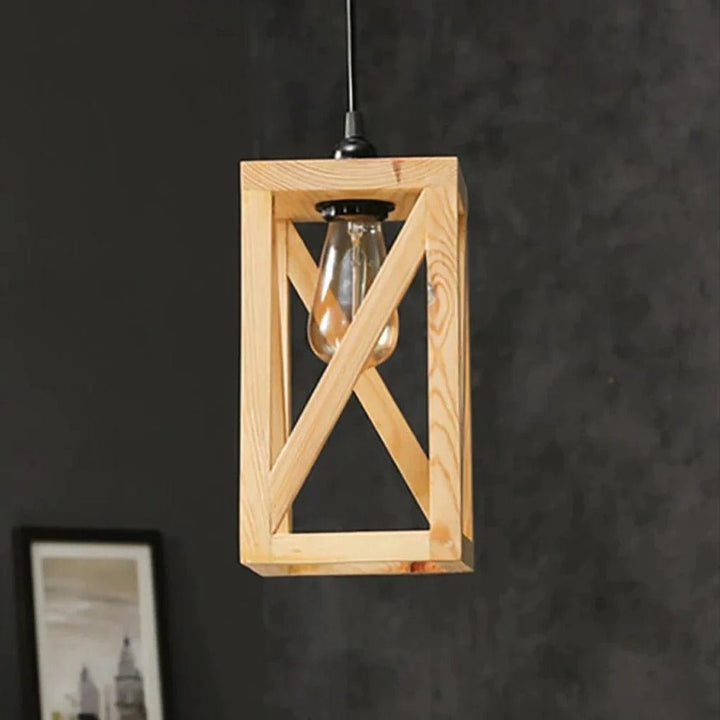 Symmetric Beige Wooden Single Hanging Lamp | Not Sale FB | Waseeh Pakistan