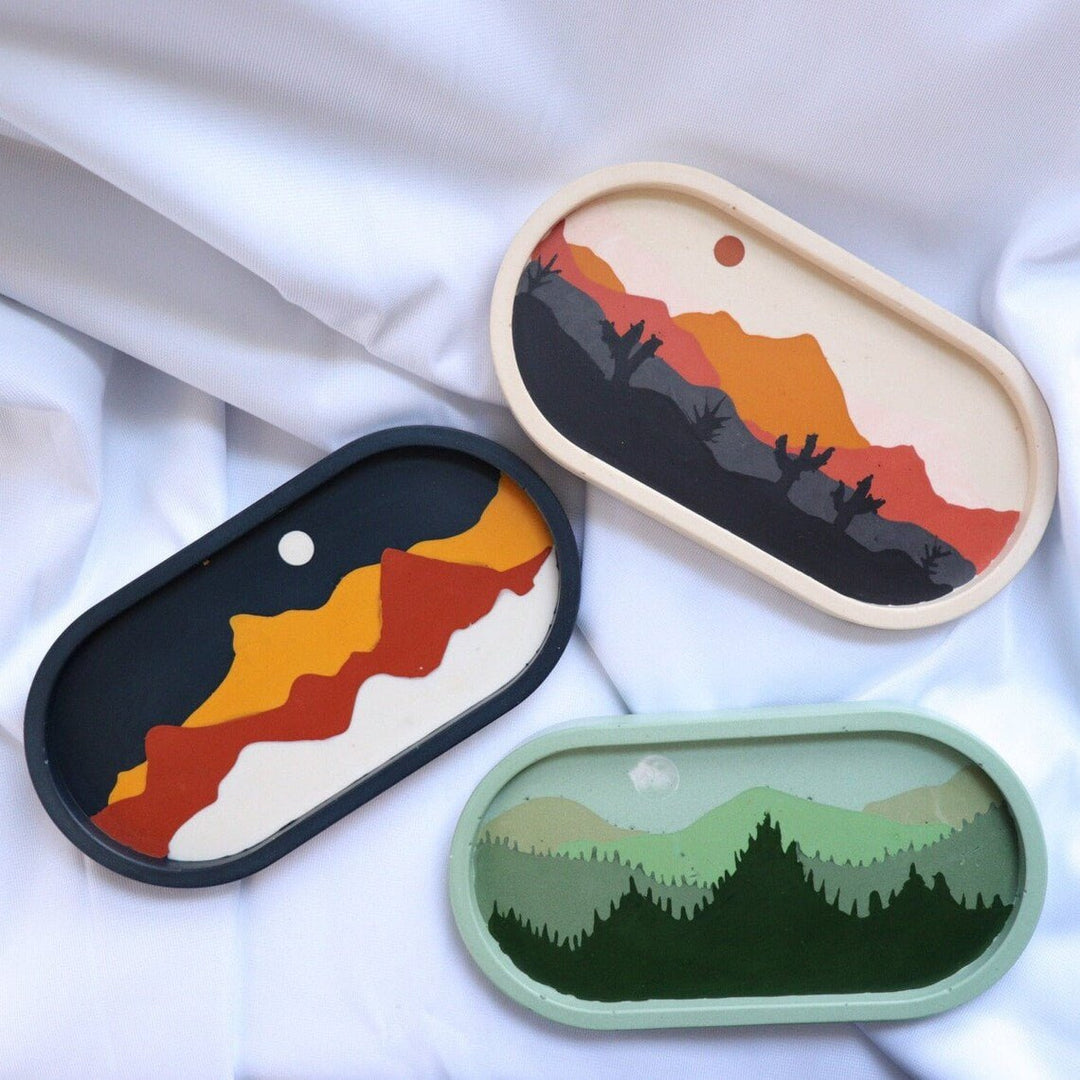Tarpaulin Mountain Catchall Landscape Decorative Trays | Not Sale FB | Waseeh Pakistan