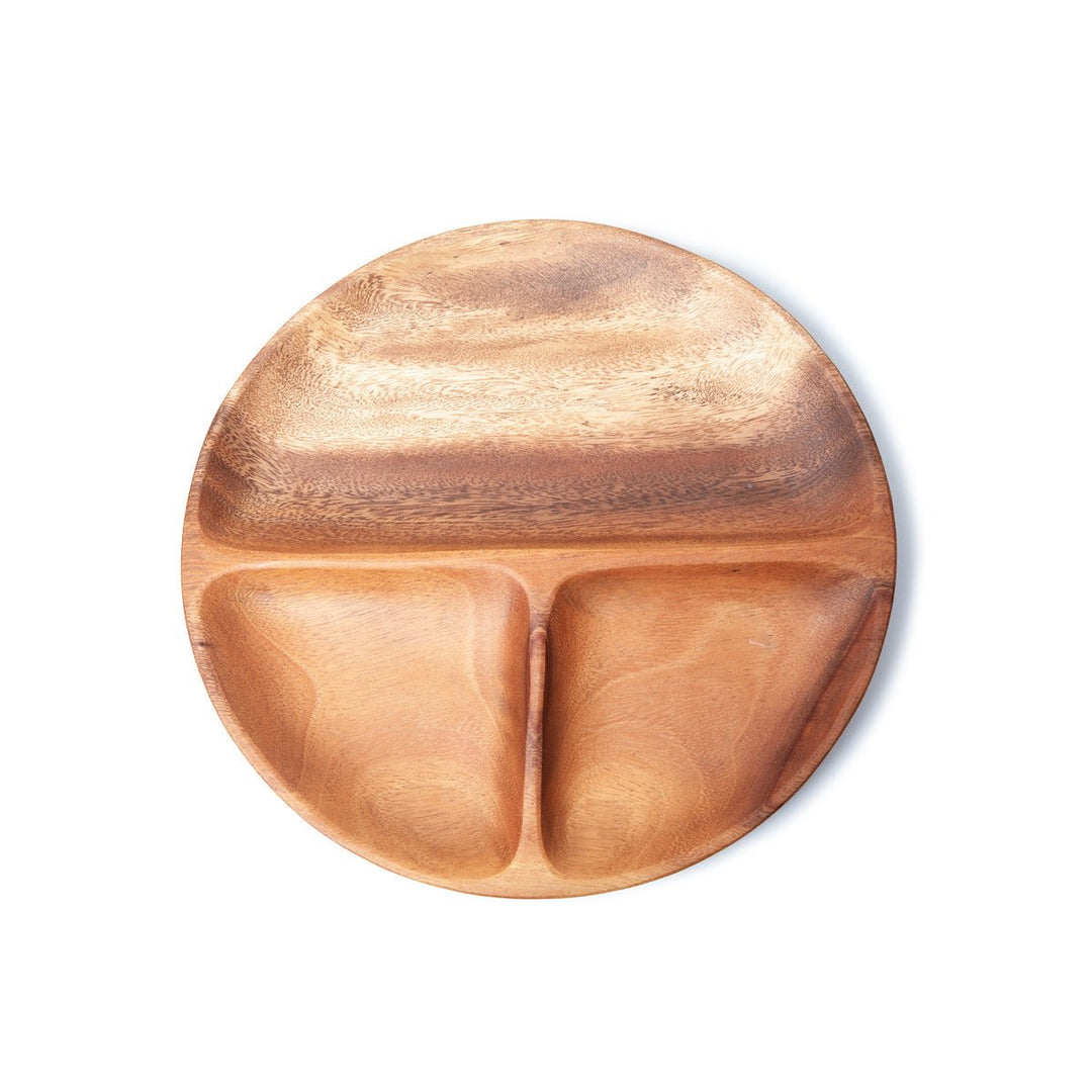 Three Section Round Wooden Platter | kitchen item | Waseeh Pakistan