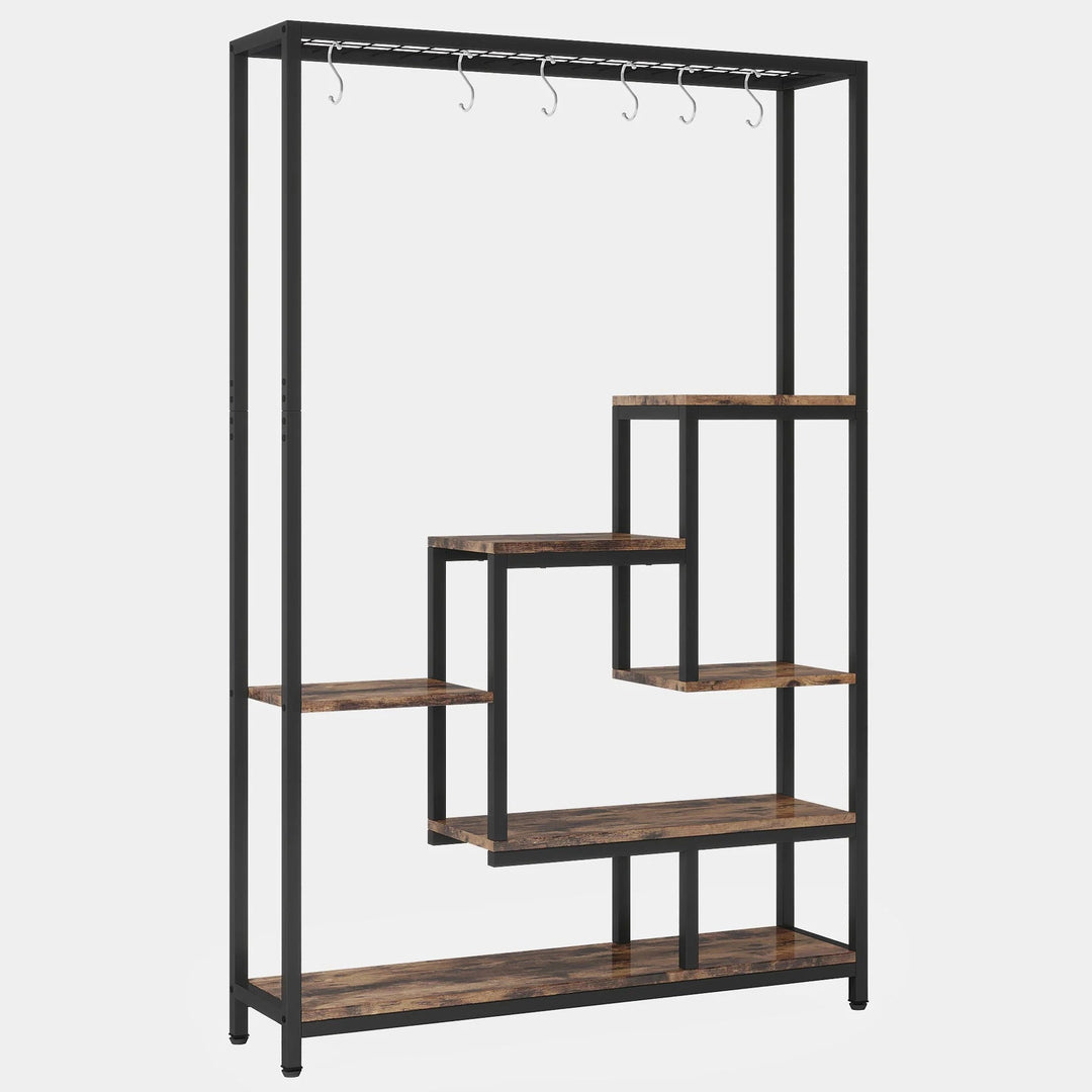 Toluta Bonsai Shelf with 6 S Hanging Hooks Bookcase Planter Rack Decor | Furniture | Waseeh Pakistan