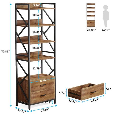 Tomers Living Lounge Bookcase Organizer Rack with 2 Drawers | Furniture | Waseeh Pakistan