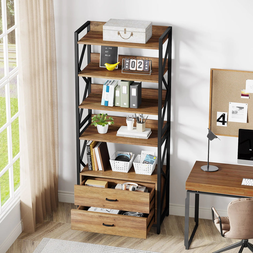 Tomers Living Lounge Bookcase Organizer Rack with 2 Drawers | Furniture | Waseeh Pakistan
