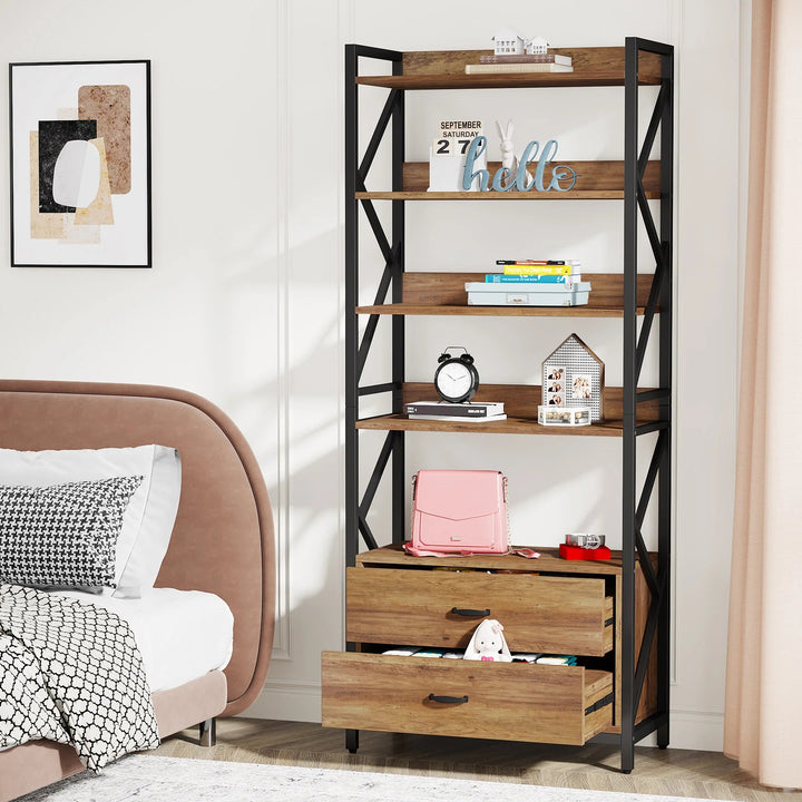 Tomers Living Lounge Bookcase Organizer Rack with 2 Drawers | Furniture | Waseeh Pakistan