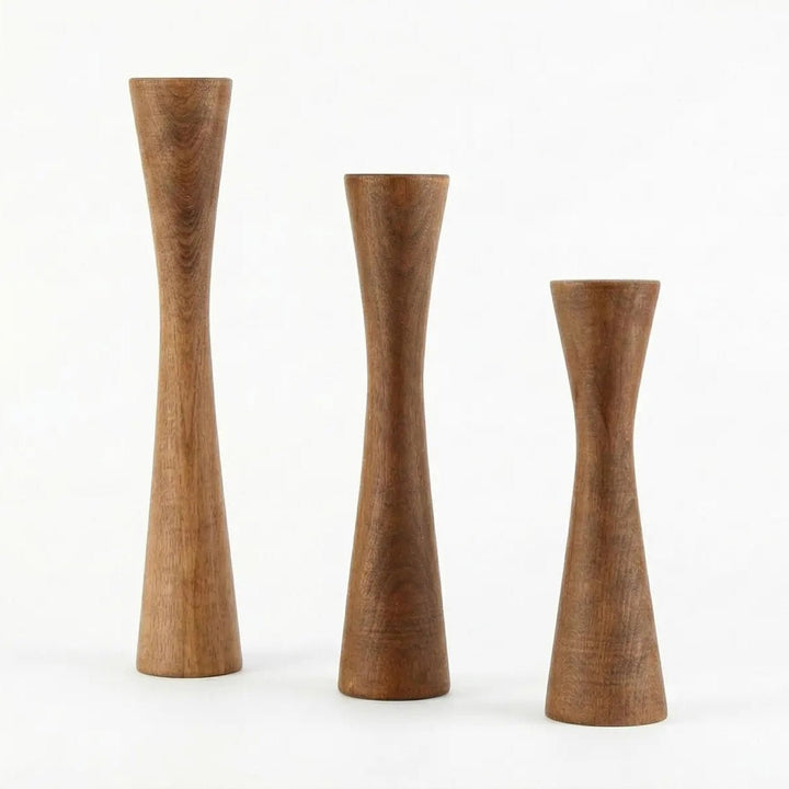 Triolaa Living Lounge Table Wooden Candle Holder Stand (Set of 3) | Furniture | Waseeh Pakistan