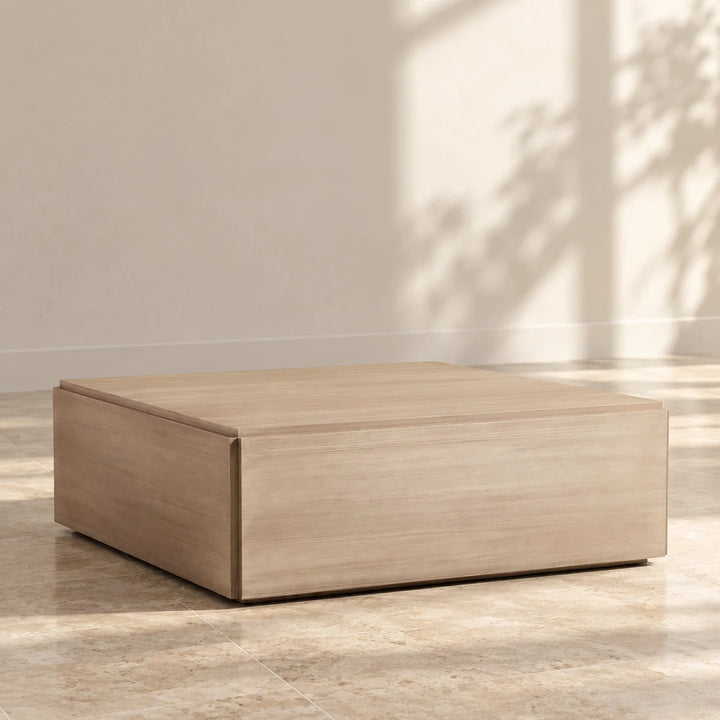 Troupe light wood effect square coffee table in natural light
