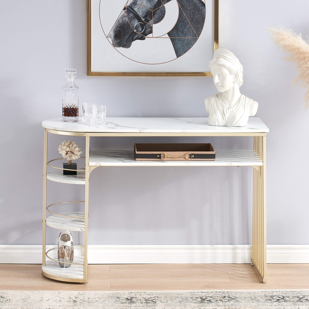 Vinita Console Table for Entryway Gold Entryway Table with Storage | Furniture | Waseeh Pakistan