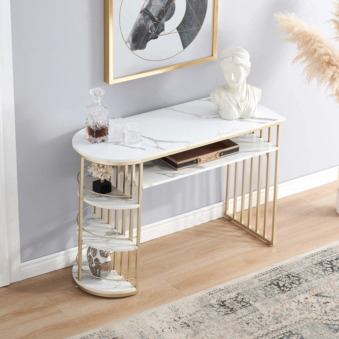 Vinita Console Table for Entryway Gold Entryway Table with Storage | Furniture | Waseeh Pakistan