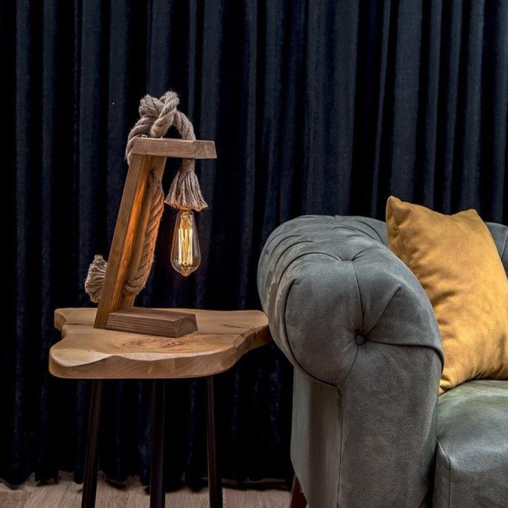 Whiskey Stave Wooden Side Table Desk Rope Light Lamp | Not Sale FB | Waseeh Pakistan