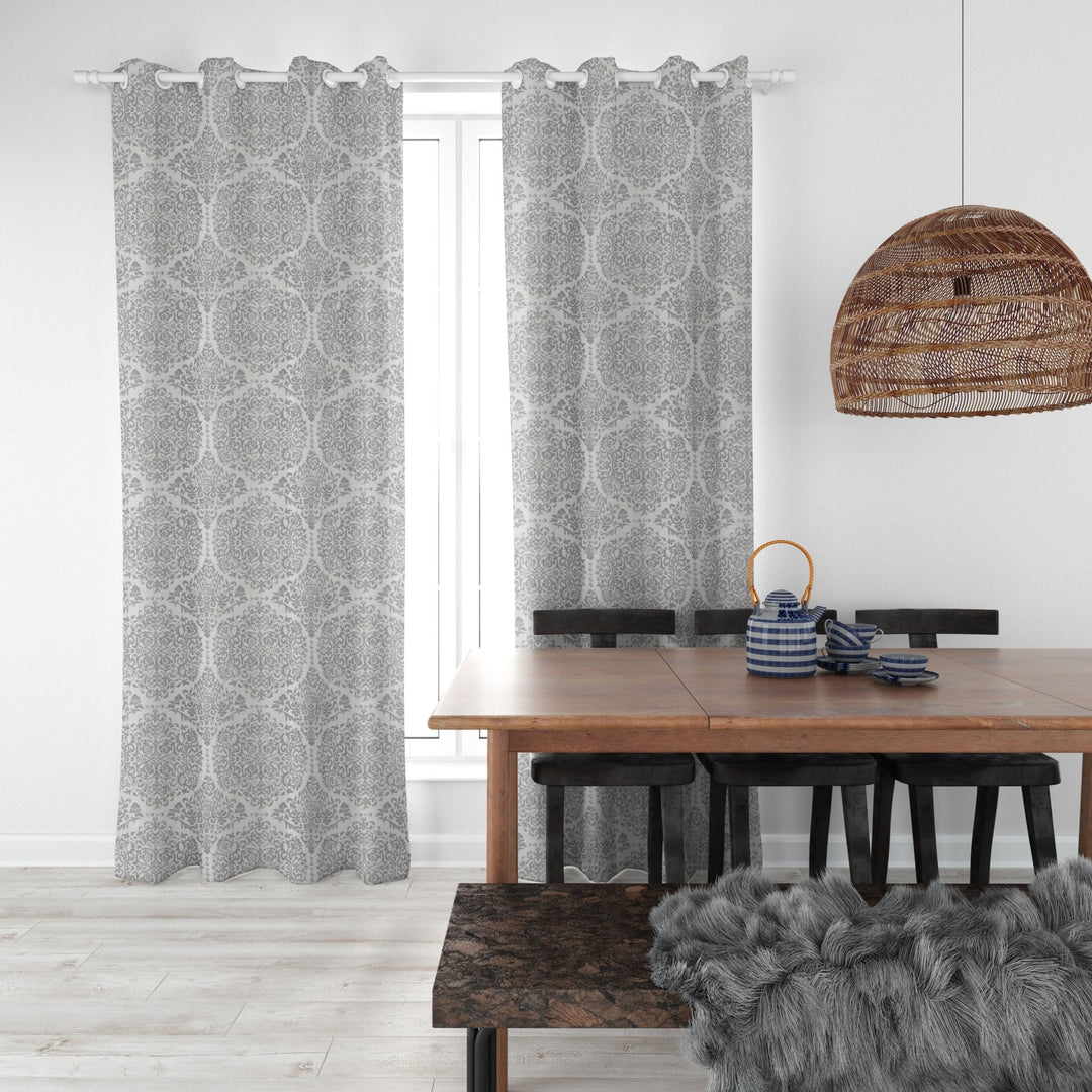 White &amp; Grey Pattern Curtains | Not Sale FB | Waseeh Pakistan