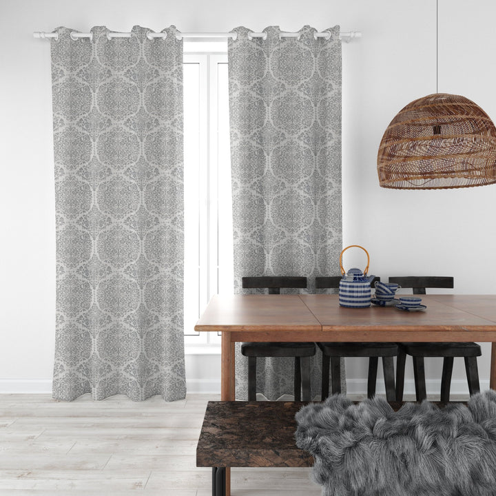 White &amp; Grey Pattern Curtains | Not Sale FB | Waseeh Pakistan