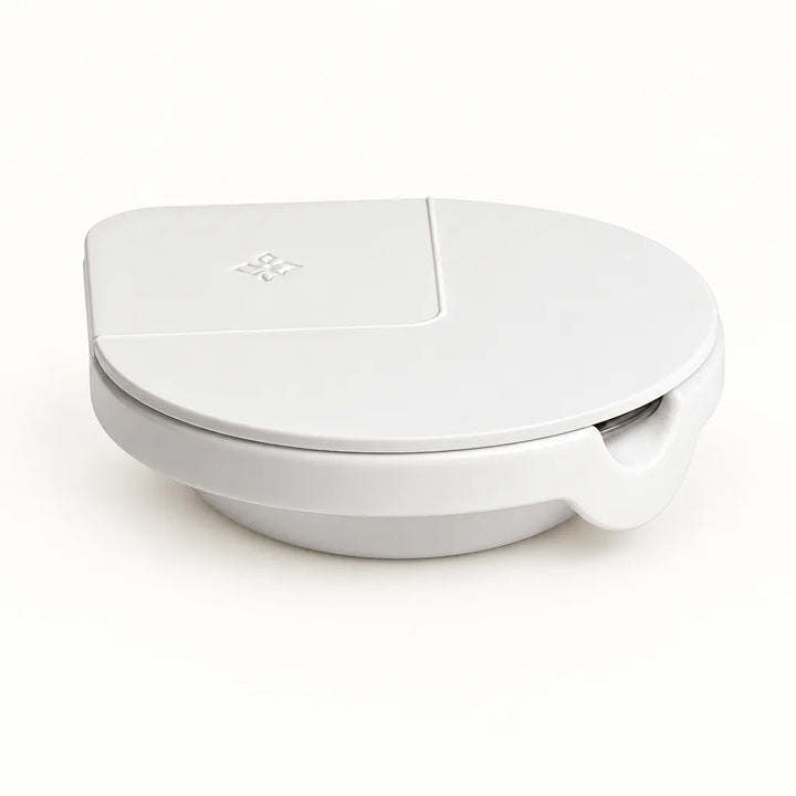 White masked ashtray with sliding lid and side opening