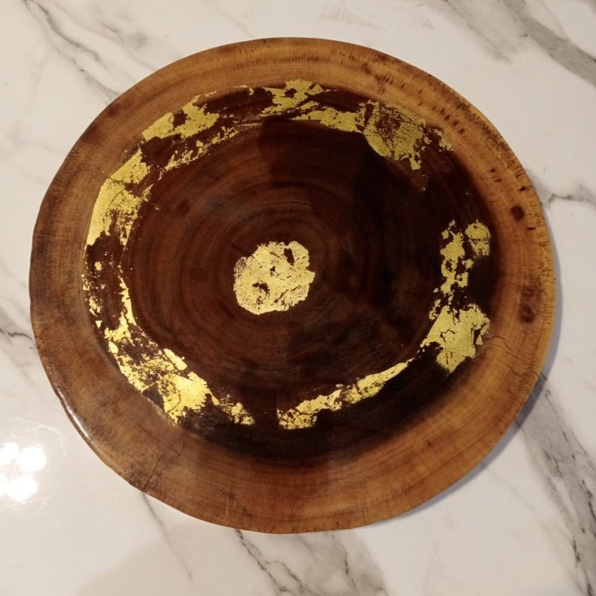 Wooden Log Table Billet with Wood Legs (Golden Epoxy Stripes Build) | Furniture | Waseeh Pakistan