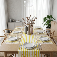 Yellow Heart Line Table runner with Mats