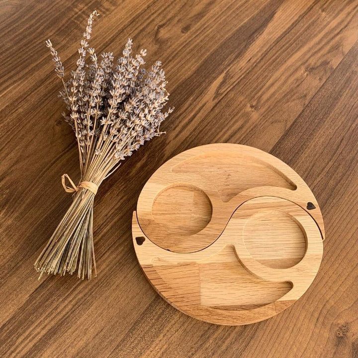 Yin Yang Snack Serving Solid Wood Tray Platter | kitchen Item | Waseeh Pakistan