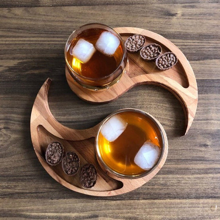 Yin Yang Snack Serving Solid Wood Tray Platter | kitchen Item | Waseeh Pakistan