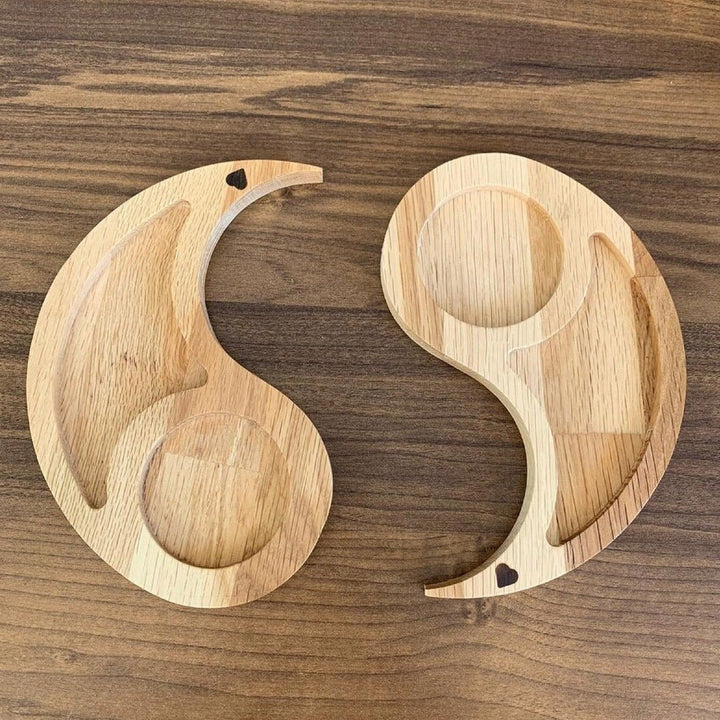 Yin Yang Snack Serving Solid Wood Tray Platter | kitchen Item | Waseeh Pakistan