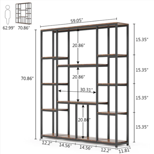 AJAAR Living Room Bookcase Shelve Organizer Storage Rack Decor - waseeh.com