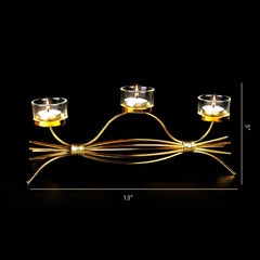Toffee Wrap Metal Golden Candle Stand with Glass Pot - waseeh.com