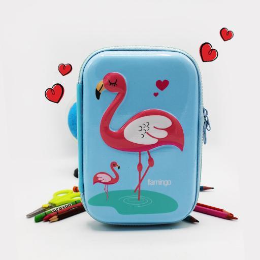 Double zipper pencil case -Flamingo - waseeh.com