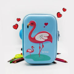 Double zipper pencil case -Flamingo - waseeh.com
