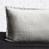 Gray & Black - Cotton Satin Bed Sheet With 2 Pillow cases - waseeh.com