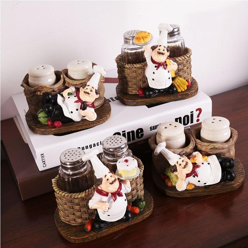 American Style Creative Resin Cook Pepper Salt And Pepper shaker Ornaments kitchen decoration Chef Crafts Gifts - waseeh.com