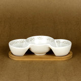 Imperial Serving Dish Set With Bamboo Base - Ceramic - waseeh.com