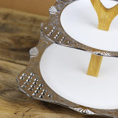 Cupcake plate stand with wooden poles - waseeh.com