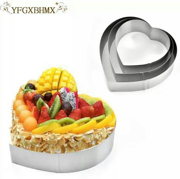 3 Pc Snowflake Circle Heart Shape Thousand Layer Stainless Steel Cake Mould Mousse Circle Cake Decorating Tools | kitchen item | Waseeh Pakistan