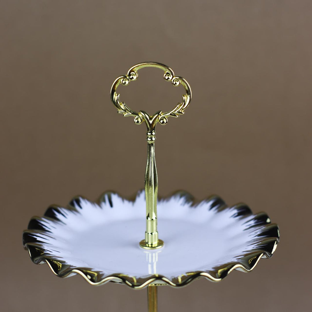 3 Portion Cupcake plate with golden borders | kitchen item | Waseeh Pakistan