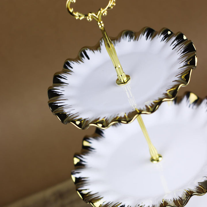 3 Portion Cupcake plate with golden borders | kitchen item | Waseeh Pakistan