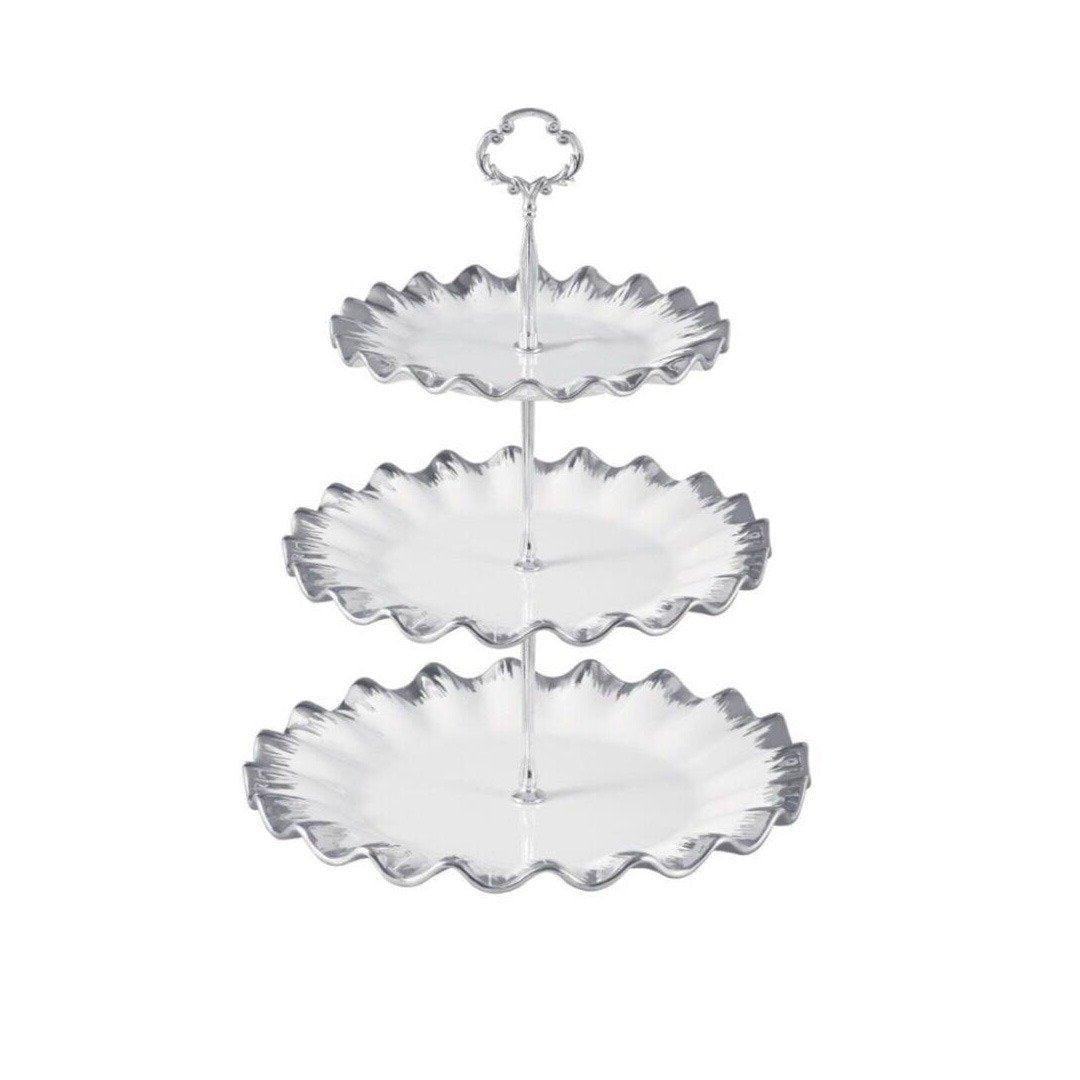 3 Portion Cupcake plate with golden borders | kitchen item | Waseeh Pakistan