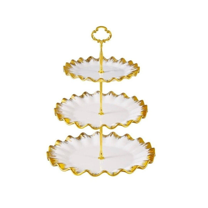 3 Portion Cupcake plate with golden borders | kitchen item | Waseeh Pakistan