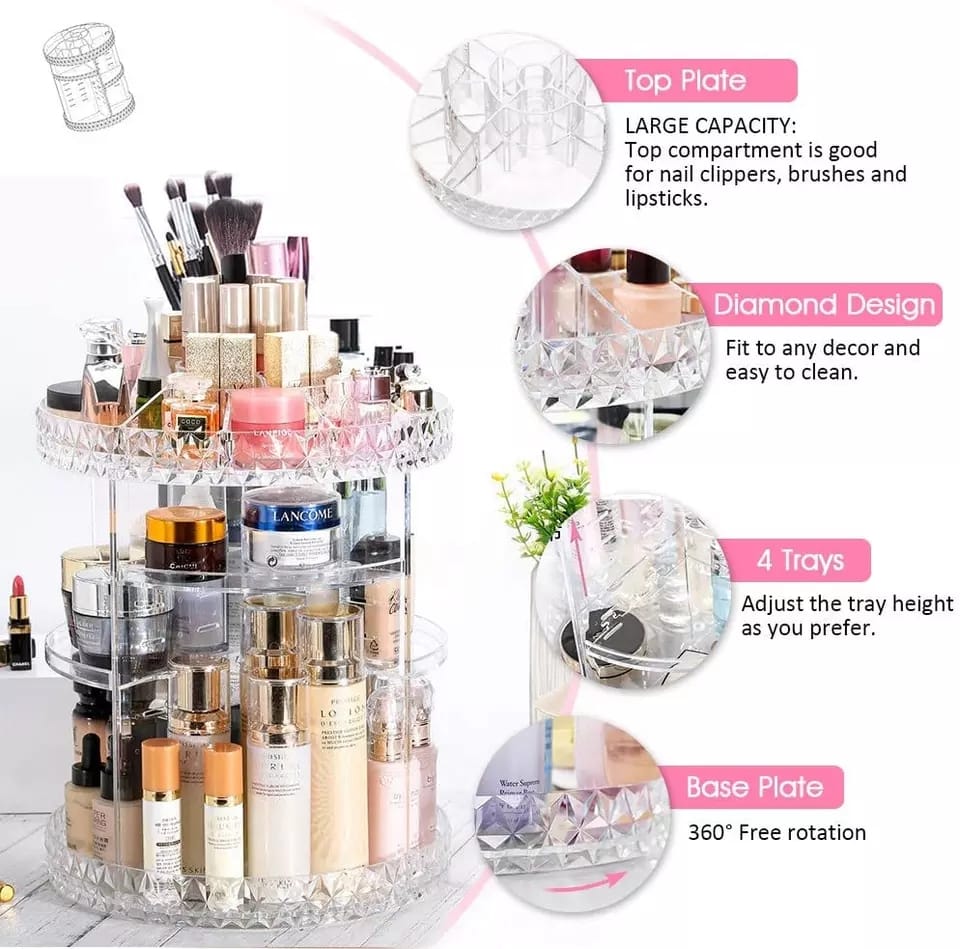 360 Transparent Cosmetics Box | Fashion Point | Waseeh Pakistan