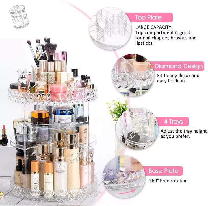 360 Transparent Cosmetics Box | Fashion Point | Waseeh Pakistan