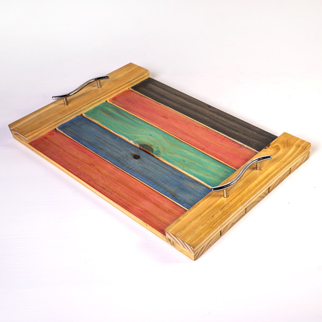 Prismatic Solid Wood Kitchen Snack Tea Guests Serving Tray - waseeh.com