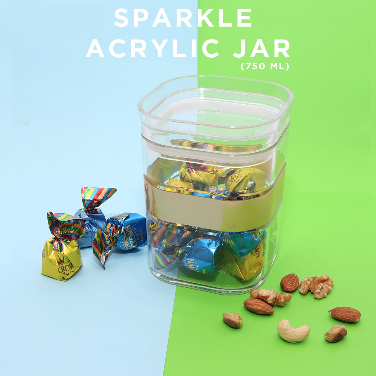 Sparkle Acrylic Glass Jars(Pack of 3) - waseeh.com