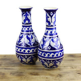 Blue felicity Vase 2pcs-Blue pottery - waseeh.com